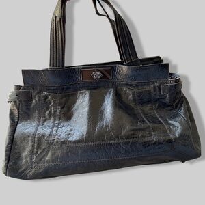 BCBGMAXAZRIA Black Patent Leather  Hand Bag